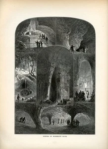 Mammoth Cave Kentucky, Domes, Historic America 1872 Antique Engraving - Picture 1 of 4