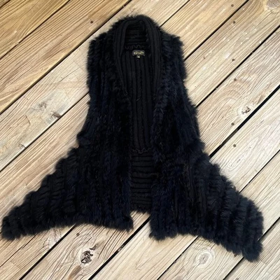 Elliatt Women's Black Rabbit Fur Sweater Vest Size XS  - Image 1 of 4