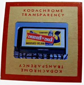 Kodachrome Red Border Slide | *1949* NFL RAMS/REDSKINS AUG 26 Billboard Sign Ad - Bild 1 von 3