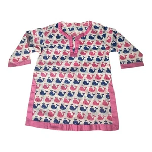 PB Kids Nautical TUNIC 12-18 Mo. Whale Fish Pink Blue Beach Pool Dress Shirt Top - Picture 1 of 3