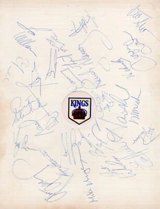 1977-78 Los Angeles Kings Autographed Team Sheet 23 Signatures (2 HOF'ers) - Picture 1 of 1
