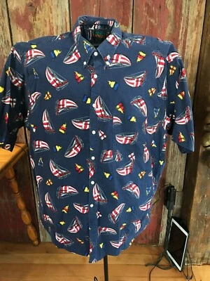 Tango Max Raab button short sleeve cotton shirt with sailboats mens XL........a9 - Image 1 of 4