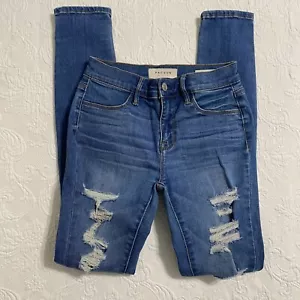 Pacsun Damenjeans Jegging mittelgroß Größe 24 Distressed blau #1818 - Bild 1 von 10