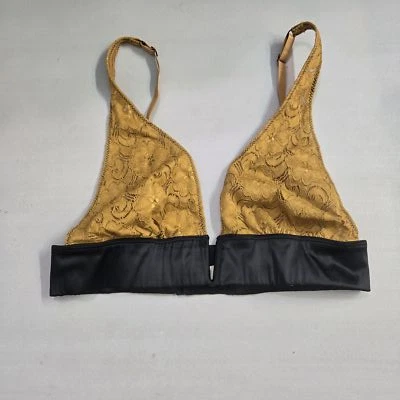 Intimately Free People Women Bra S Mustard Yellow Floral Bralette Wireless - Image 1 of 4