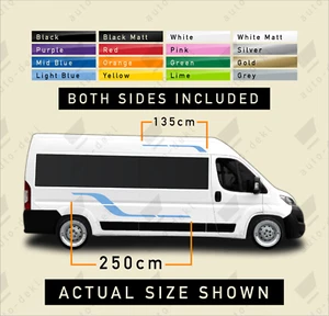 2,5 m Autocaravana Vinilo Gráficos Pegatinas Calcomanías Rayas Camper Van para adaptarse a Relé - Imagen 1 de 18