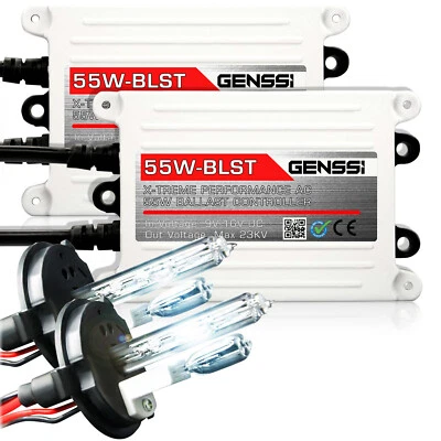 Genssi H4 HID Kit Headlight Bulbs White Blue Xenon Conversion Light Ballasts - Image 1 of 4