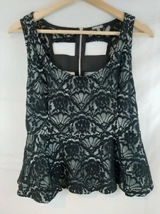 Used Charlotte Russe Women's XL Blue & Black Lace Sleeveless Shirt - Picture 1 of 4