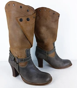 Destroy Womens Brown/Gray Leather Heel Mid-Calf Boots Size EU 39 - Picture 1 of 15
