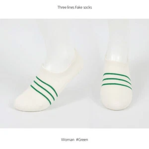 Lote de 5 pares de calcetines falsos de tres líneas para mujer hechos en Corea - Imagen 1 de 9