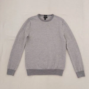 J Crew jumper sweater 100% merino wool Grey stripe Round neck VGC M UK 8/10 - Picture 1 of 5