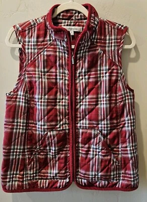 Chaleco acolchado Croft and Barrow rojo blanco gris para mujer talla mediana Foto 1 de 4