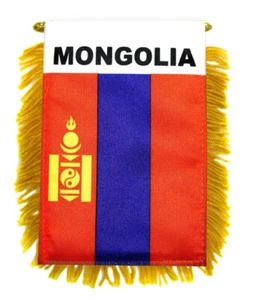 1 Dozen Mongolia Mini Banner Flag 4x6in Rear view Mirror Flag - Picture 1 of 2