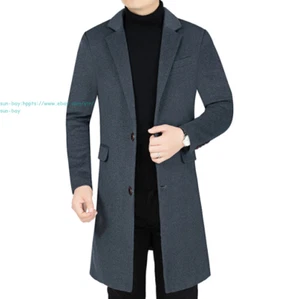 Winter Herren Mittellange Fleecejacke Warm Wollmischung Mantel Dick Windbreaker - Bild 1 von 21