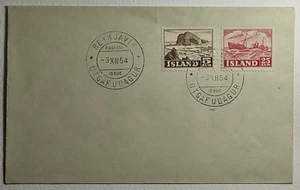 1954 FDC Iceland Vestmannaeyjar Harbor Trawler Ship SC #260 SC 257 Airmail Cover - Picture 1 of 2