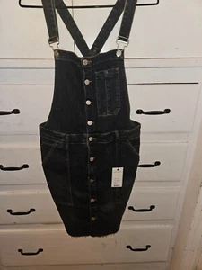 Judy Blue Agnes Denim Overall Dress Dark Wash Sz 1XL Stretch Shortall Skirt - Picture 1 of 8