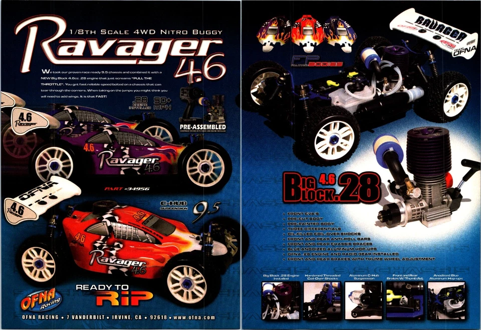 HoBao Ravager 4.6 RC Nitro Buggy Print Ad Wall Art Decor RTR Big Block OFNA - Image 1 of 3