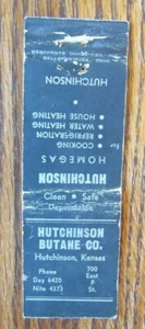 HUTCHINSON, KANSAS: HUTCHINSON BUTANE CO. 1940s MATCHBOOK MATCHCOVER -E - Picture 1 of 1