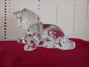 1 grand lion rugissant en cristal de baccarat non signé hauteur 11 Cm - Picture 1 of 11