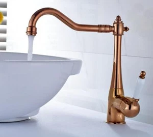 Single Handle Brass Basin Sink Mixer Sprayer Spout Faucet Rose Gold Kitchen Tap - Bild 1 von 9