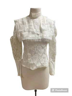 Vintage Jessica’s Gunnies Gunne Sax XS? 70's Victorian Boho Lace Ruffled Blouse - Image 1 of 4