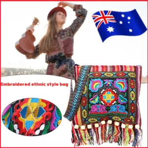 Ethnic Embroidered Shoulder Bag Tassel Sling Women Crossbody Boho Hippie Purse - Picture 1 of 11