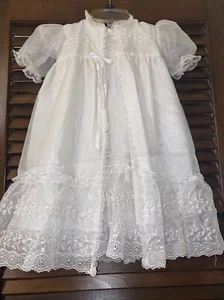 VTG christening gown Jacket 0-6 Months white satin Phyllis baby wear Wedding - Picture 1 of 20