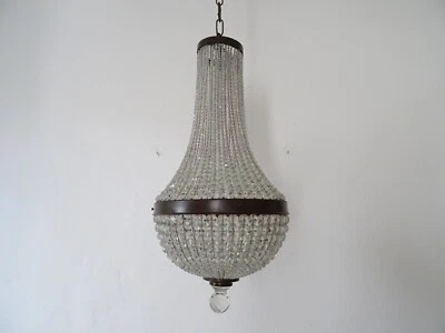 ~1900, araña francesa de cúpula imperio con cuentas de cristal grande~ Foto 1 de 4