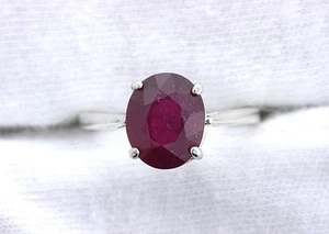 Sterling Natural 3.23 Ct Oval Ruby Gemstone Gem Stone Ladies Ring Sz 7 EBS1095 - Picture 1 of 2