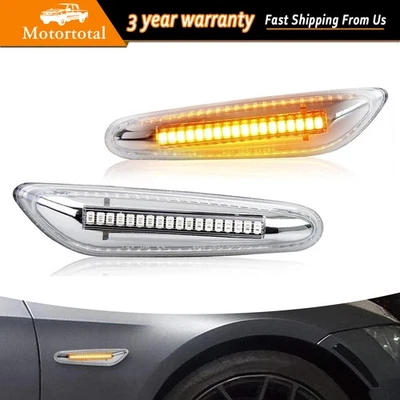 2x LED Sequential Side Marker Signal Light Clear For BMW E90 E91 E92 E60 E61 E82 Foto 1 de 4