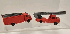 (2) Wiking HO 1:87 Magirus Ladder Fire Truck and Mercedes Rescue Vehicle - 86X - Picture 1 of 5