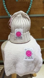 🤎NEU🤎Damen   Herbst Winter Smiley Mütze + Schal 2 tg Strick Happy Smily  Italy - Bild 1 von 4