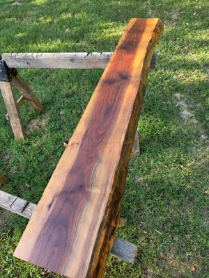 Manto/estante de chimenea sólido pesado hecho a mano negro nogal rústico 4 pies Foto 1 de 4