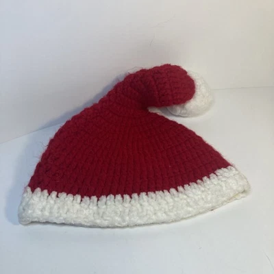 Chapéu de Papai Noel recém-nascido tricotado à mão - Imagem 1 de 2