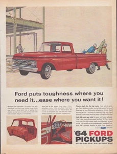 1963 Life Print Ad '64 Ford Pickups "Puts toughness where you need it" construc - Bild 1 von 1