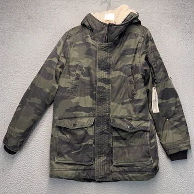 Hollister Jacket Mens Small Green Camo Sherpa Lined Outdoor Hiking FLAWS - Image 1 of 4