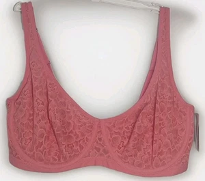 Nuevo con etiquetas Sujetador Auden 36DD Sin Forro con Aros Balconette Semi Transparente Encaje Coral Cierre Trasero - Imagen 1 de 17
