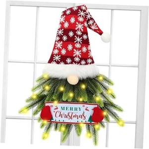 Ghirlanda Natalizia per Porta Anteriore, Gnomo Illuminato Ghirlanda Porta Natale, Rosso - Foto 1 di 8