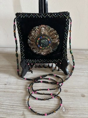 Bandolera Boho de Hombro Cartera Muy Pequeña Con Cuentas Hecha a Mano - Bohemia-Étnica Foto 1 de 4