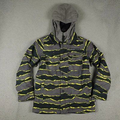 Burton Jacket Youth Large Gray Green Yellow Hooded Snowboard Room To Grow Winter - Image 1 of 4