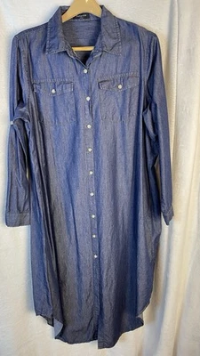 Denium Long Sleeve Shirt Dress _Brand Fashion - Image 1 of 4