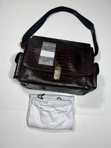 bosca alligator briefcase Shoulder Strap Flap Over With Key & Dust Bag - Picture 1 of 19