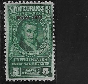 US Scott RD249, Revenue, Stock Transfer, $5.00, Series of 1947, Used, NG, F/VF - Picture 1 of 1