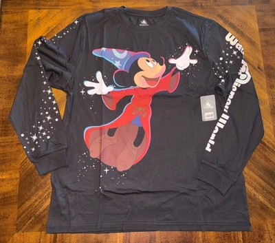 Camisa Mickey 2025 Walt Disney World Fantasía Hechicero Manga Larga Negra XL Foto 1 de 4