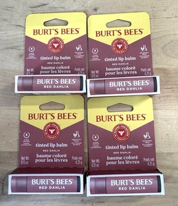 Burt's Bees Tinted Lip Balm Red Dahlia 4 Tubes - Picture 1 of 4