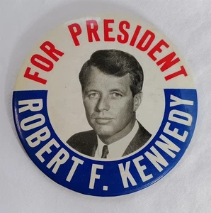 Vintage 3 3/8" Robert F Kennedy For President Political Pin Pinback Badge - Picture 1 of 5