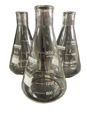 COLE-PARMER 2000mL Erlenmeyer Flask Graduated Heavy Duty Rim EW-34502-63 (3/set) - Image 1 of 4