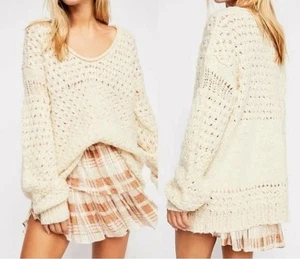 Suéter Free People Crema Cuello en V Mezcla Algodón/Alpaca Talla S/P - Imagen 1 de 8
