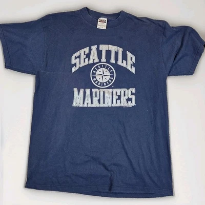 复古 1997 年西雅图水手队银色蓬松印花标志 T 恤 XL 码 — 第 1/4 张图片