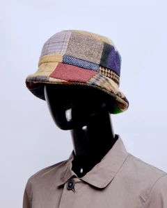HANNA HATS Handcrafted Tweed Patchwork Ireland Pure New Wool Bucket Hat Size M - Picture 1 of 11