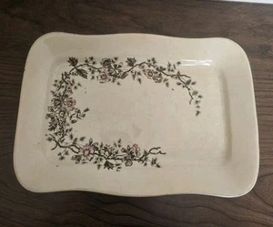 Antigua piedra de hierro China J.M. & Co. Plato para servir marfil rosa floral 13"X8" - Imagen 1 de 14